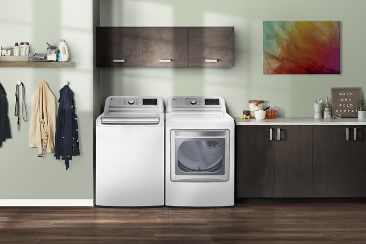 LG washer and dryer in lifestyle setting