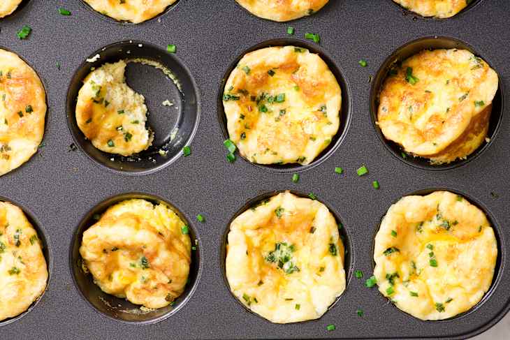 3-Cheese Frittata Cups in a muffin tin