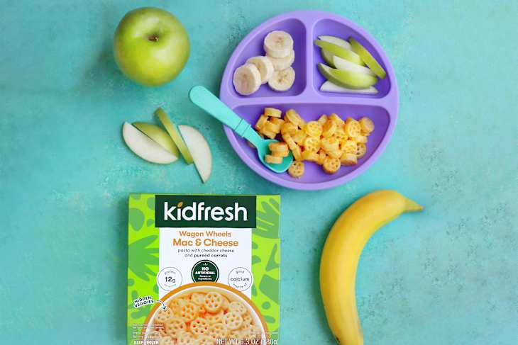 Kidfresh Wagon Wheels Mac and Cheese meal.