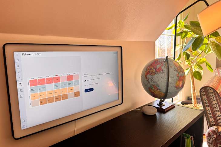 Skylight calendar on office wall.