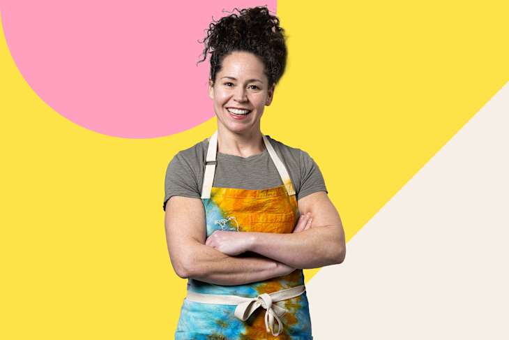 Portrait of Steph Izard on a colorful background