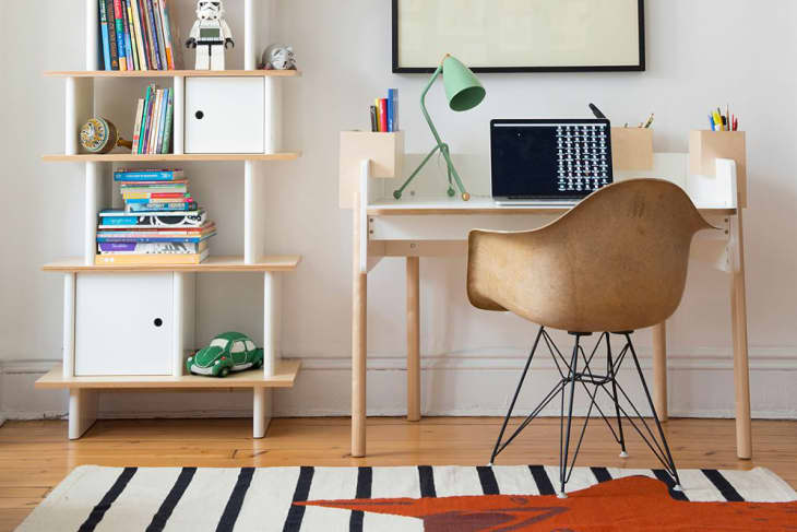 Childrens desk top with bookcase