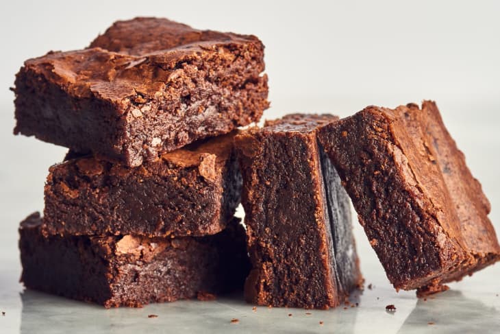 coffee brownies on table stacked