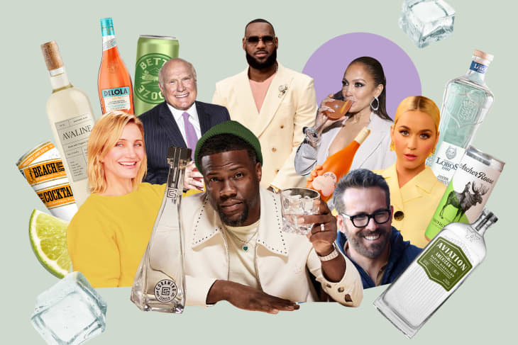 Collage of celebrities and their alcohol brands