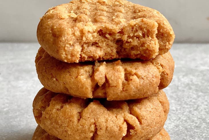 Stack of peanut butter cookies.