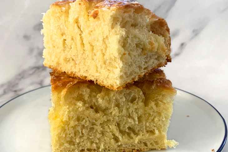 Fresh baked Focaccia on a plate.