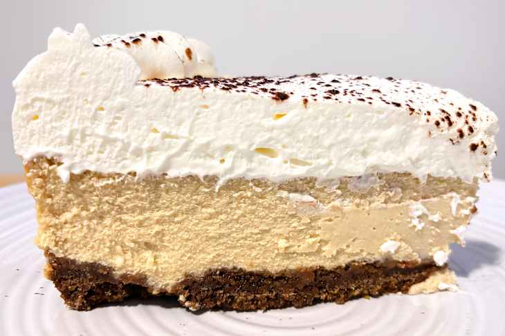 Costco Tiramisu Cheesecake: slice side view