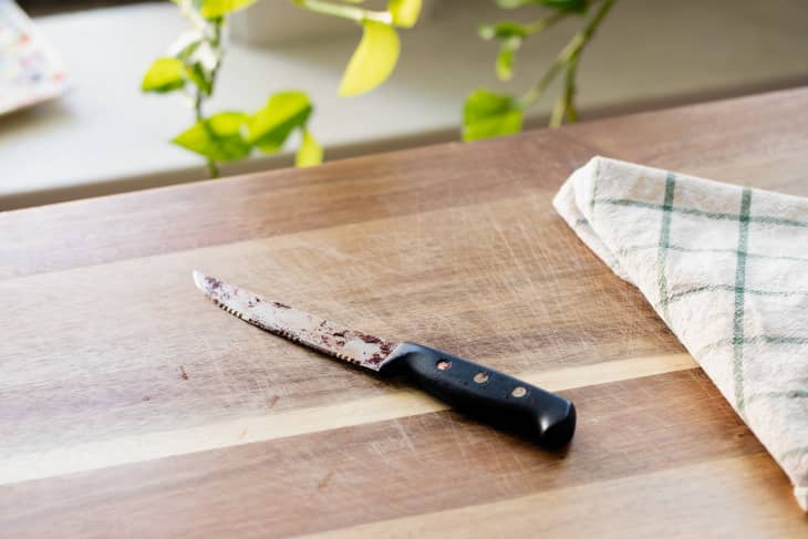 Rusty knife on countertop