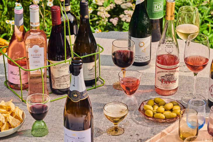 Summer wines on dinner table