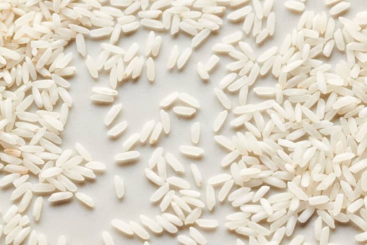 long grain rice on a table
