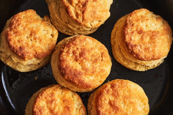 finished biscuits in pan, overhead