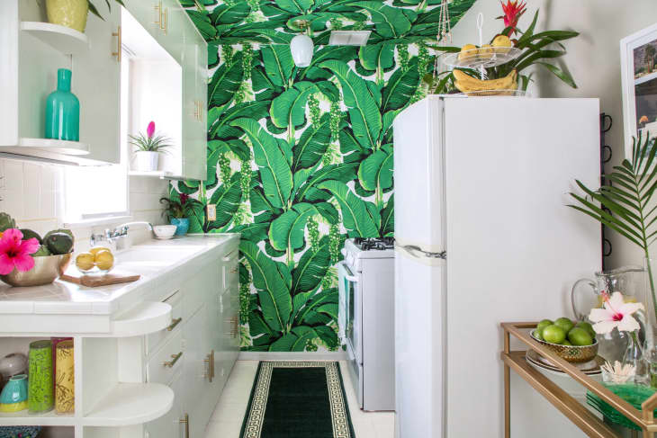 Với họa tiết nền xanh tươi mát, giấy dán tường nhà bếp xanh này sẽ mang lại cho căn bếp của bạn một cảm giác trong lành và thân thiện với môi trường. Hãy xem hình ảnh liên quan để cảm nhận được sự tươi mới và sáng tạo của không gian này!