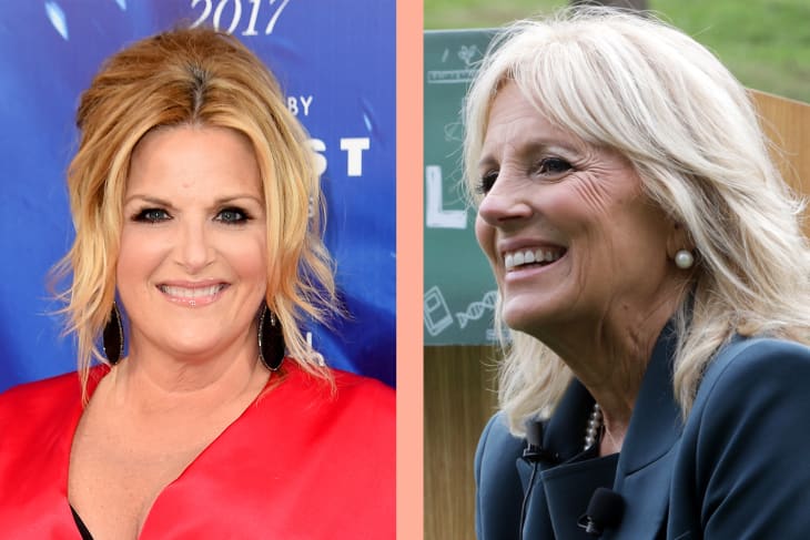 Diptych of Trisha Yearwood on left and Jill Biden on Right