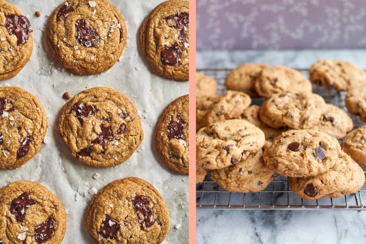 Diptych of chocolate chip cookies