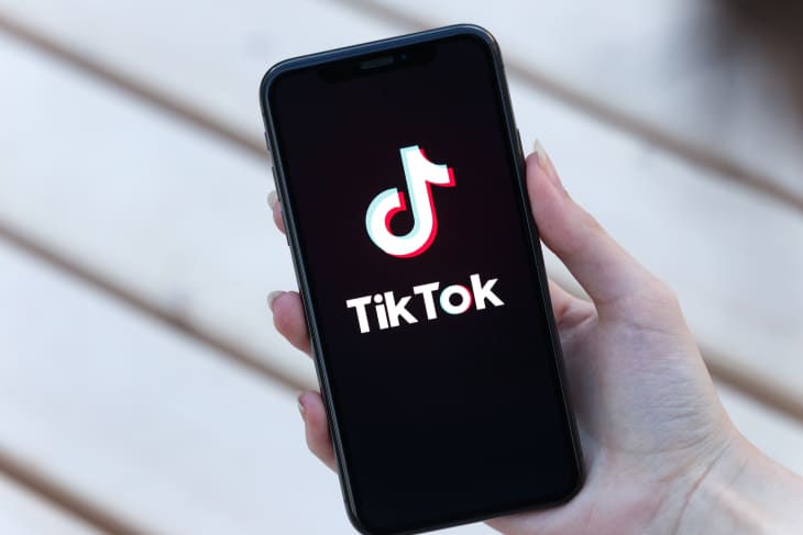 Tik Tok application icon on Apple iPhone X screen close-up. Tik Tok icon. tik tok application. Tiktok Social media network. Social media icon