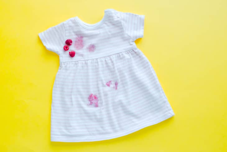 baby dress with small berry stains on it