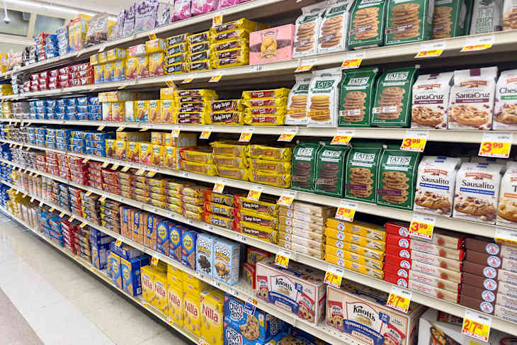 Los Angeles, California, United States - 01-14-2024: A view of the cookie aisle, seen at a local grocery store.
