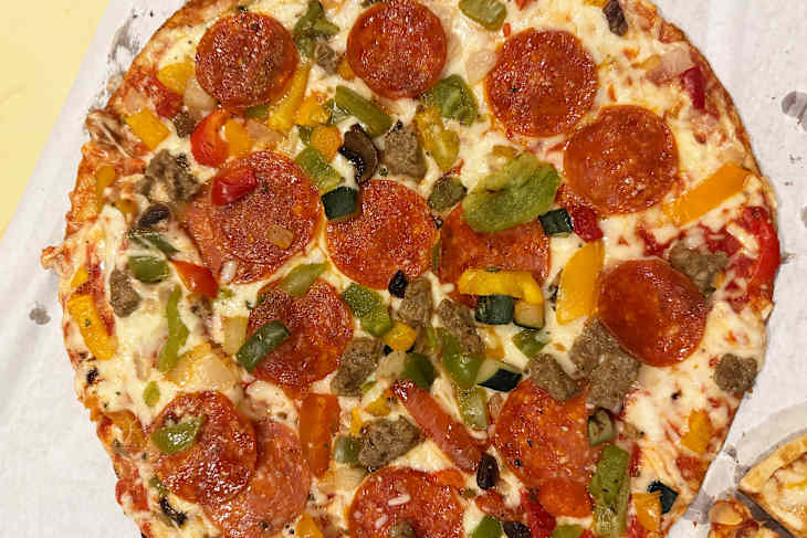 Cauliflower crust supreme pizza.