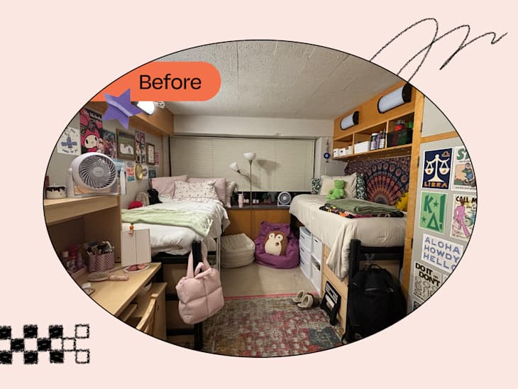 dorm room before makeover based on interior designer tips