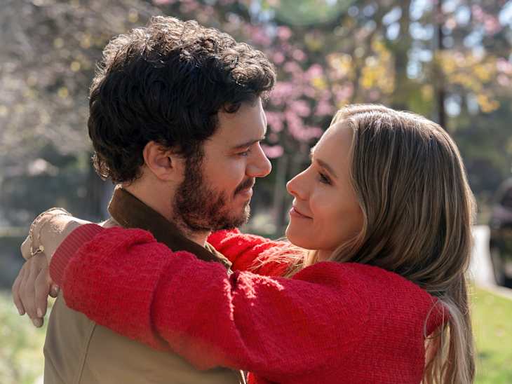 Adam Brody as Noah, Kristen Bell as Joanne in episode 110 of Nobody Wants This.