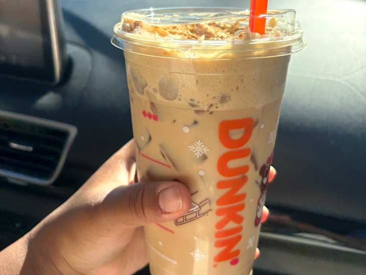 Review of the Dunkin Cookie Butter Cloud Latte beverage.