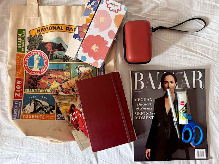 Analog items to be kept in a bag.