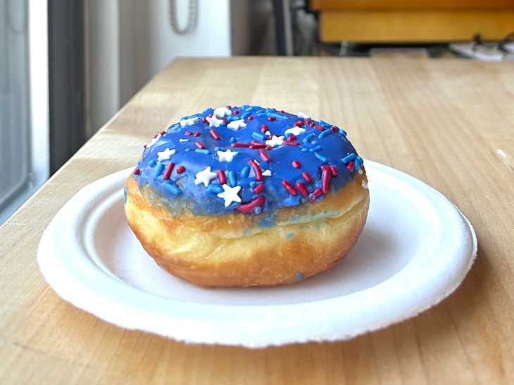 Dunkin' Rocket Pop Donut on paper plate