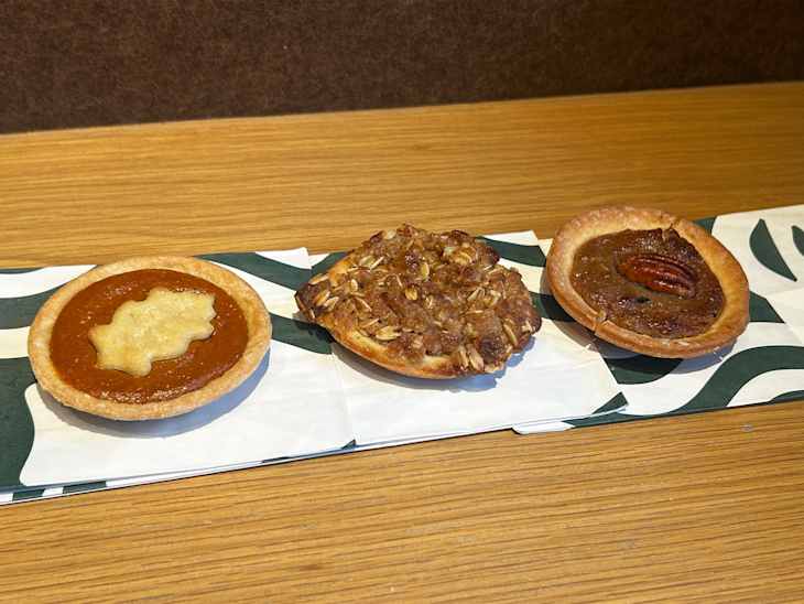 Trio of pies from Starbucks.