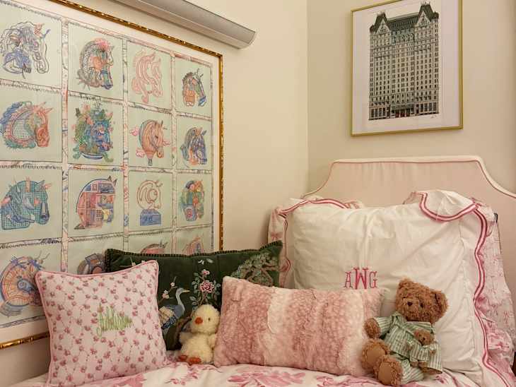 Floral bedspread in dorm room.