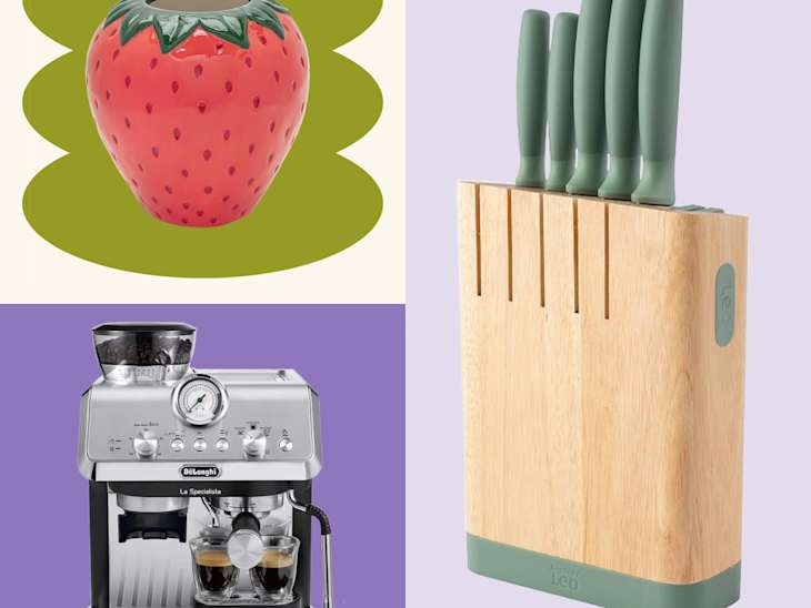 Vintage Inspired Strawberry Vase, De'Longhi La Specialista Arte, BergHOFF Forest Stainless Steel 6Pc Knife Block Set