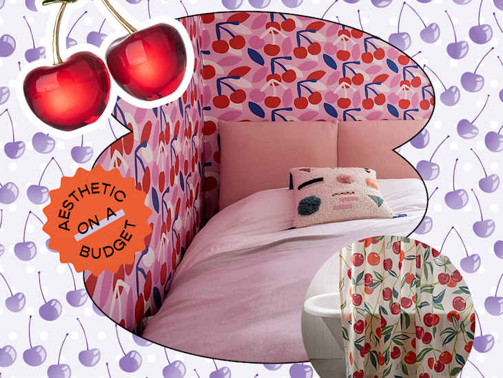 Collage with lots of different cherry decor