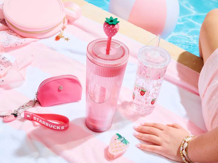 Starbucks Summer Pink Collection merch poolside