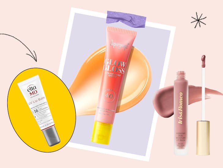 3 lip balms on graphic background