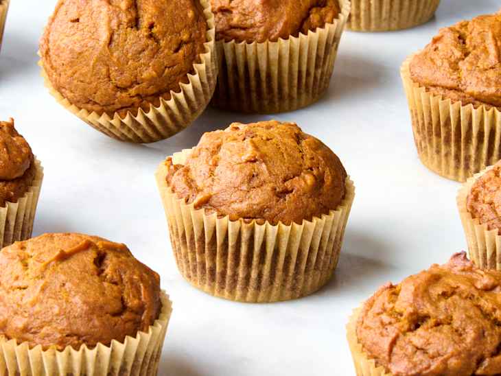 angled shot of muffins on a surface
