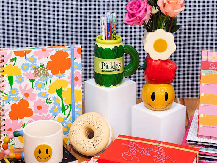 collection of colorful ban.do products, including a ceramic vase
