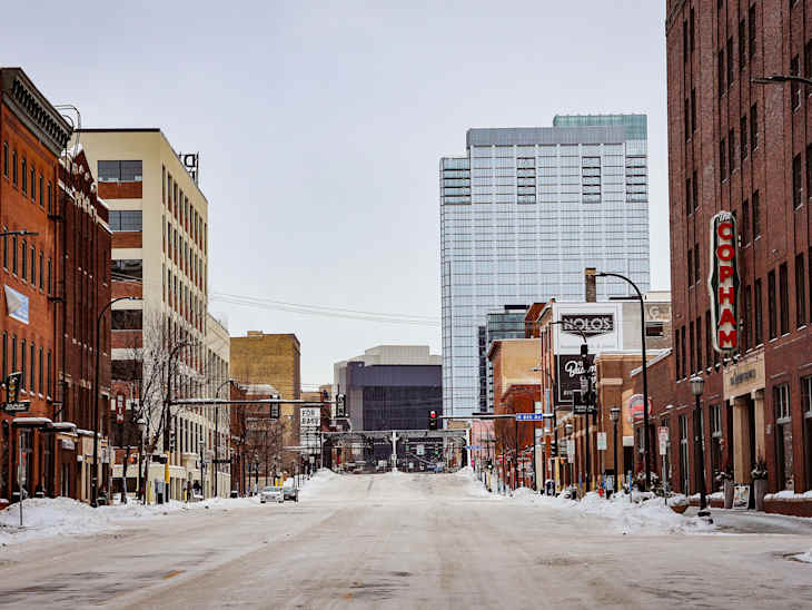 MINNEAPOLIS, US - Dec 25, 2022: A beautiful shot of the North Loop neighborhood in Minneapolis