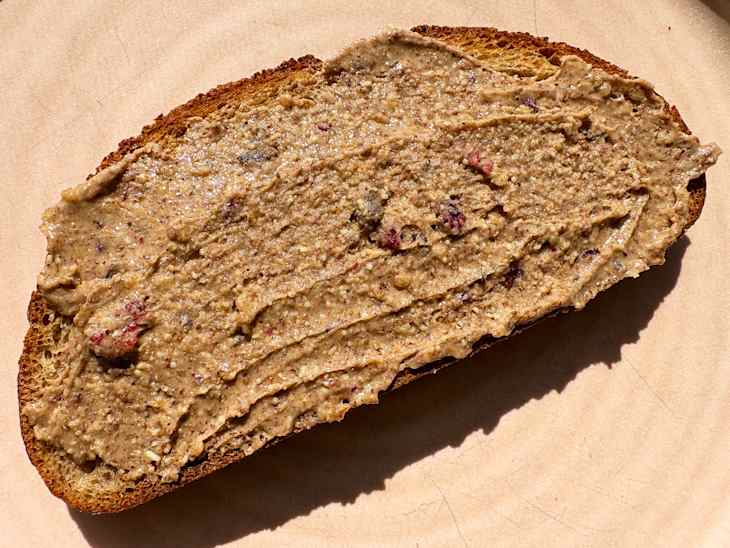 Cherry Pie Cashew & Almond Butter on toasted bread.
