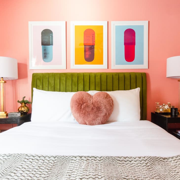 watermelon pink painted bedroom walls