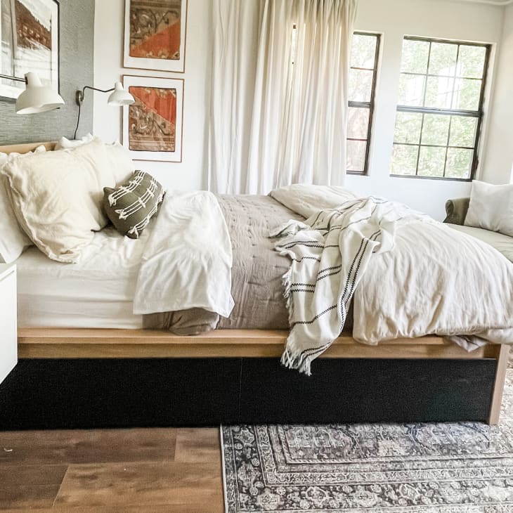 Cozy bedroom with layered bedding