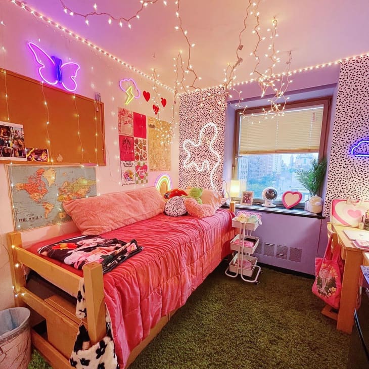 Colorful dorm room.