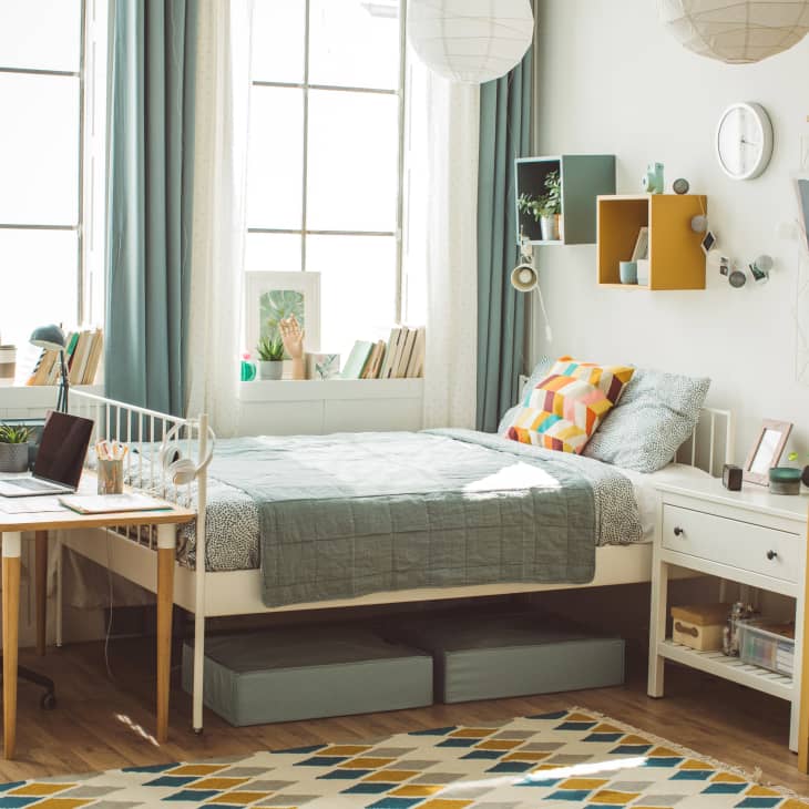 Dorm step outlet stool with storage