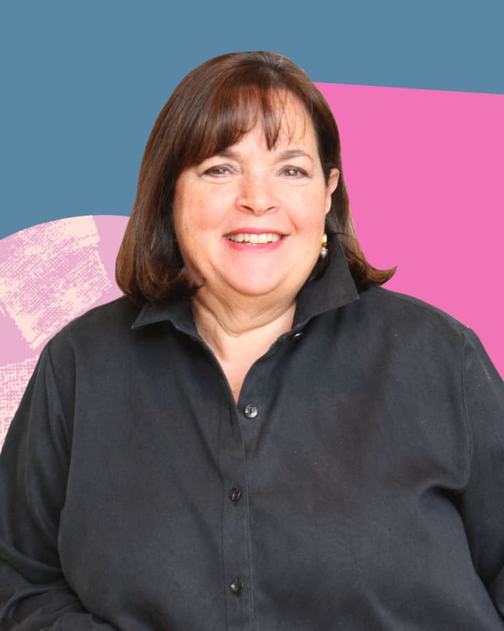 headshot of ina garten with colored graphic background