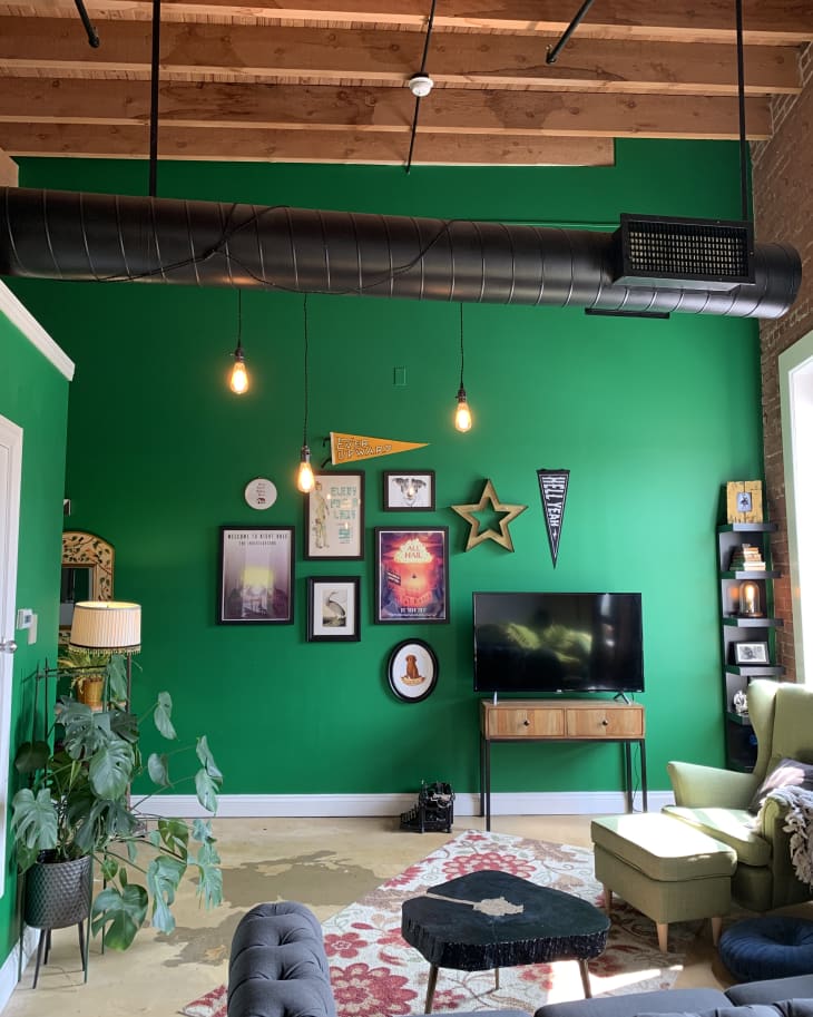 Industrial loft with green walls