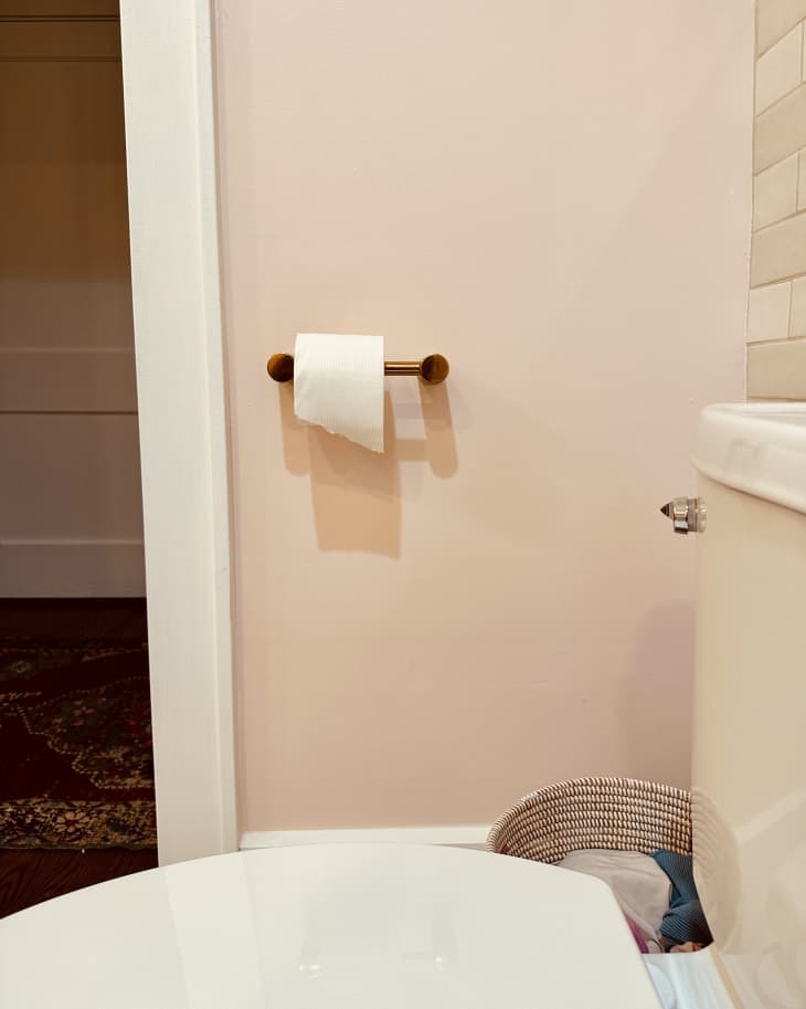 Moen Align toilet paper holder installed in a bathroom