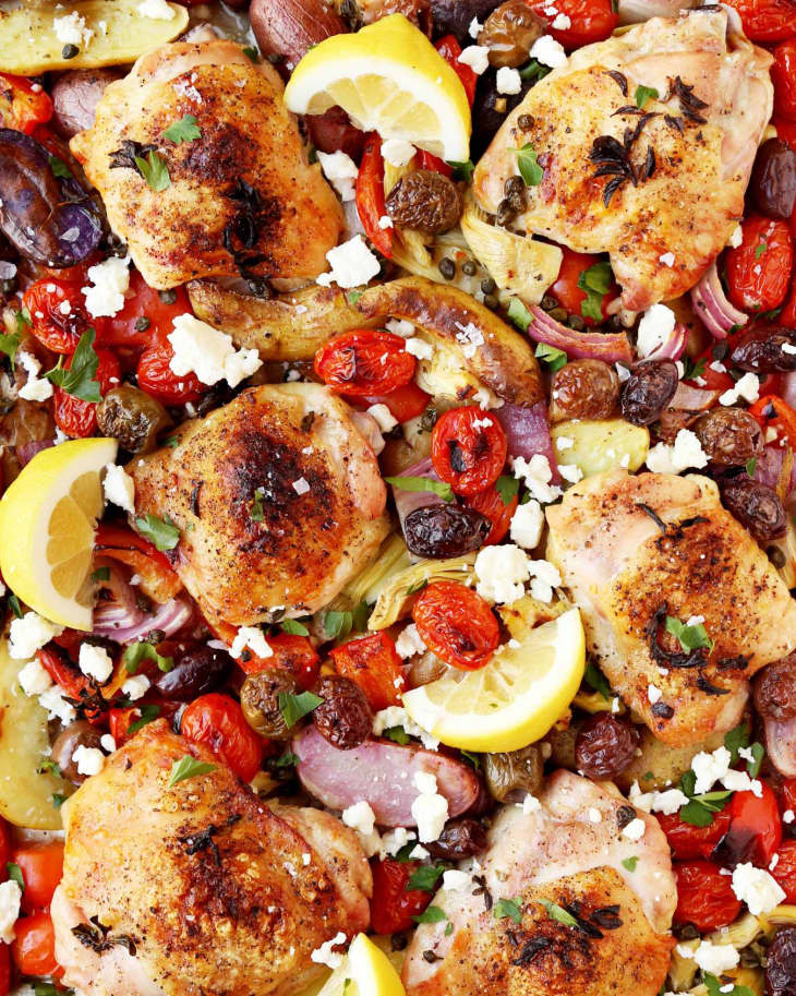 Easy Weeknight Meal: Mediterranean Sheet Pan Chicken Thighs | The Kitchn
