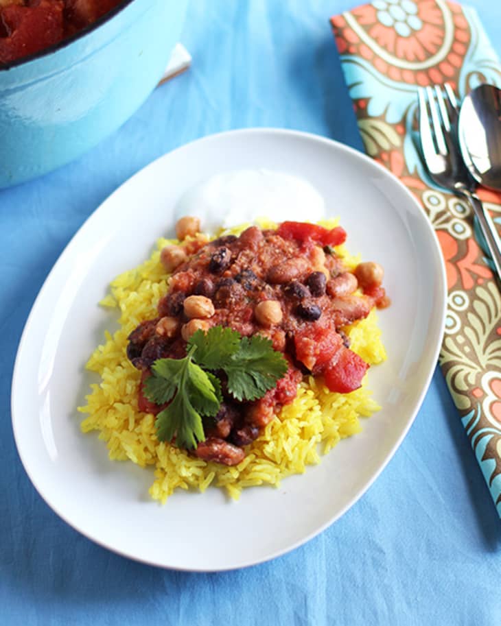 Recipe: Mixed Bean Masala with Fragrant Yellow Rice | The Kitchn