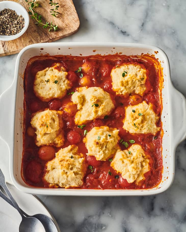 Tomato Cobbler with Garlic Herb Biscuits | The Kitchn