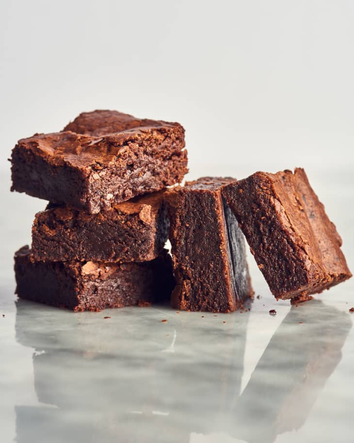 coffee brownies on table stacked