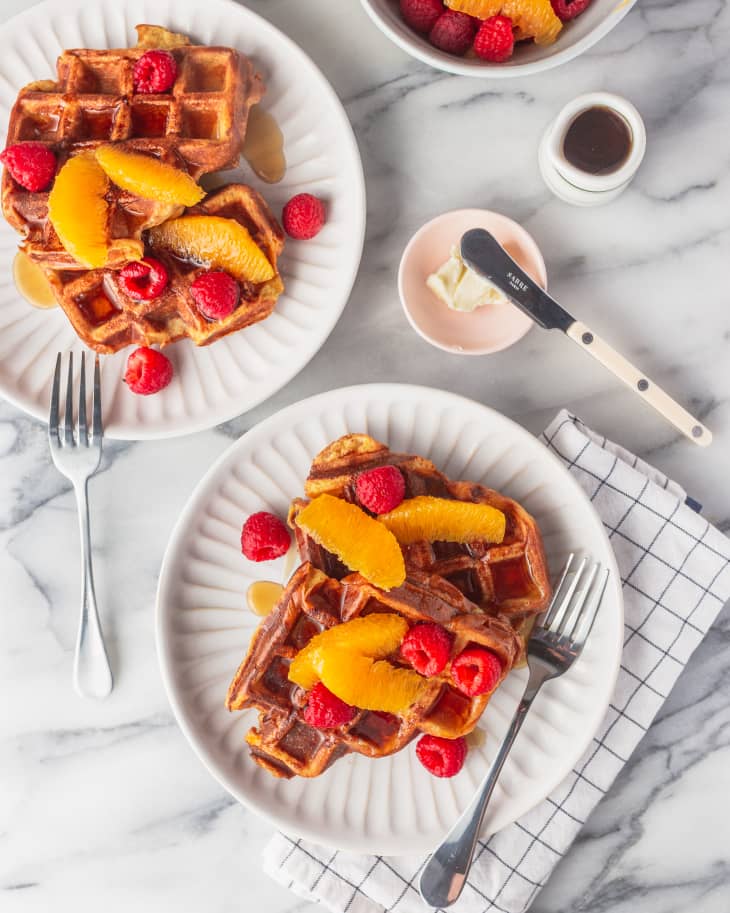 French toast waffles served.
