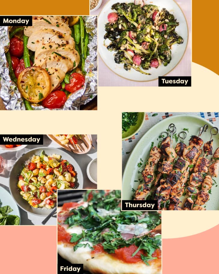 A collage of easy summer meals for the grill.